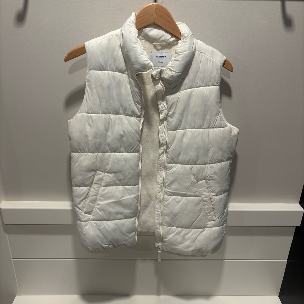 Kids White Puffer Vest